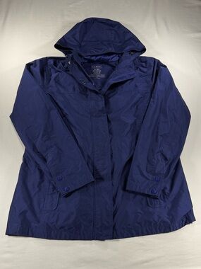 L.L. Bean H2OFF Navy Blue Rain Jacket Coat Women’s XL Reg. Waterproof Mesh-Lined